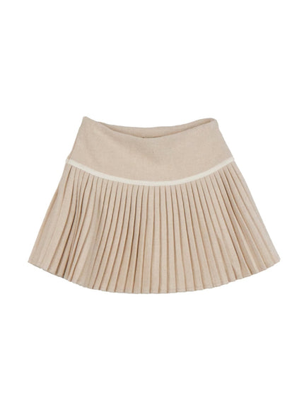 pleated-check-print-mini-skirt-on429 / Light beige