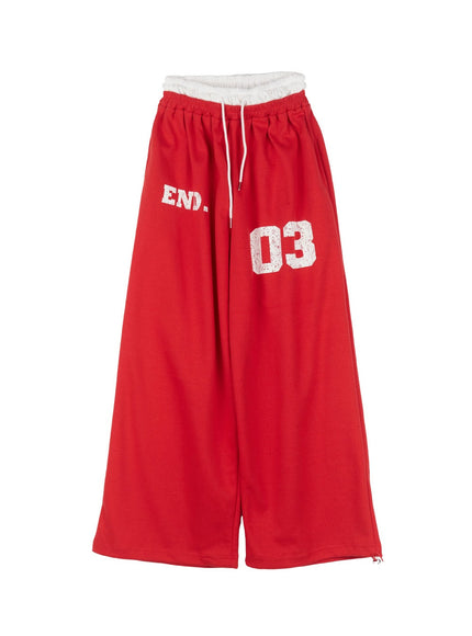 sporty-layered-sweatpants-cy528 / Red