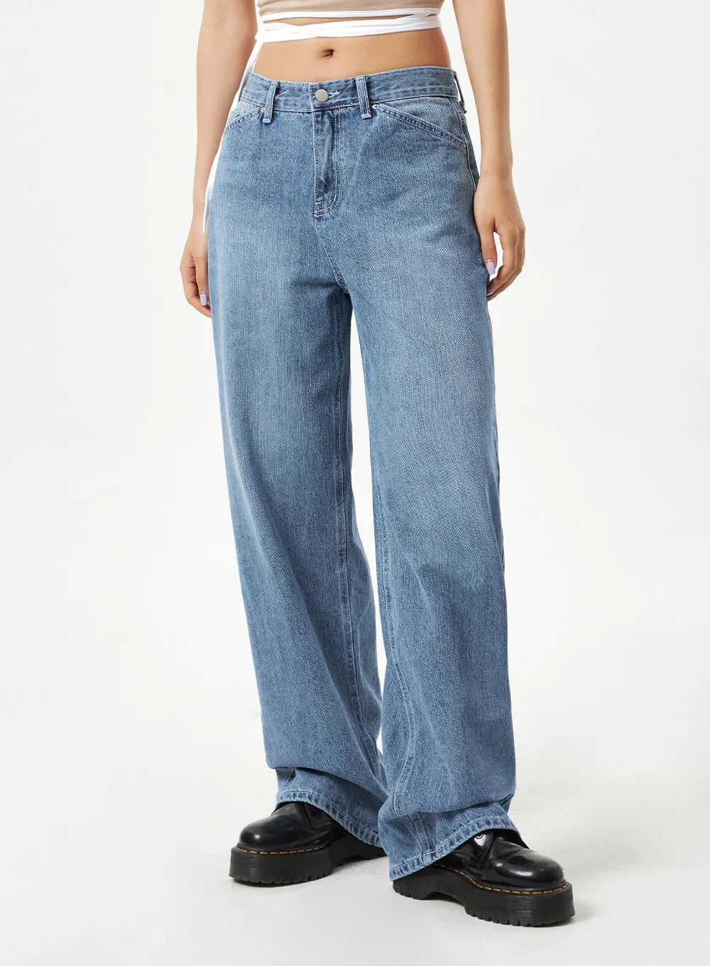 Korean wide leg sales jeans