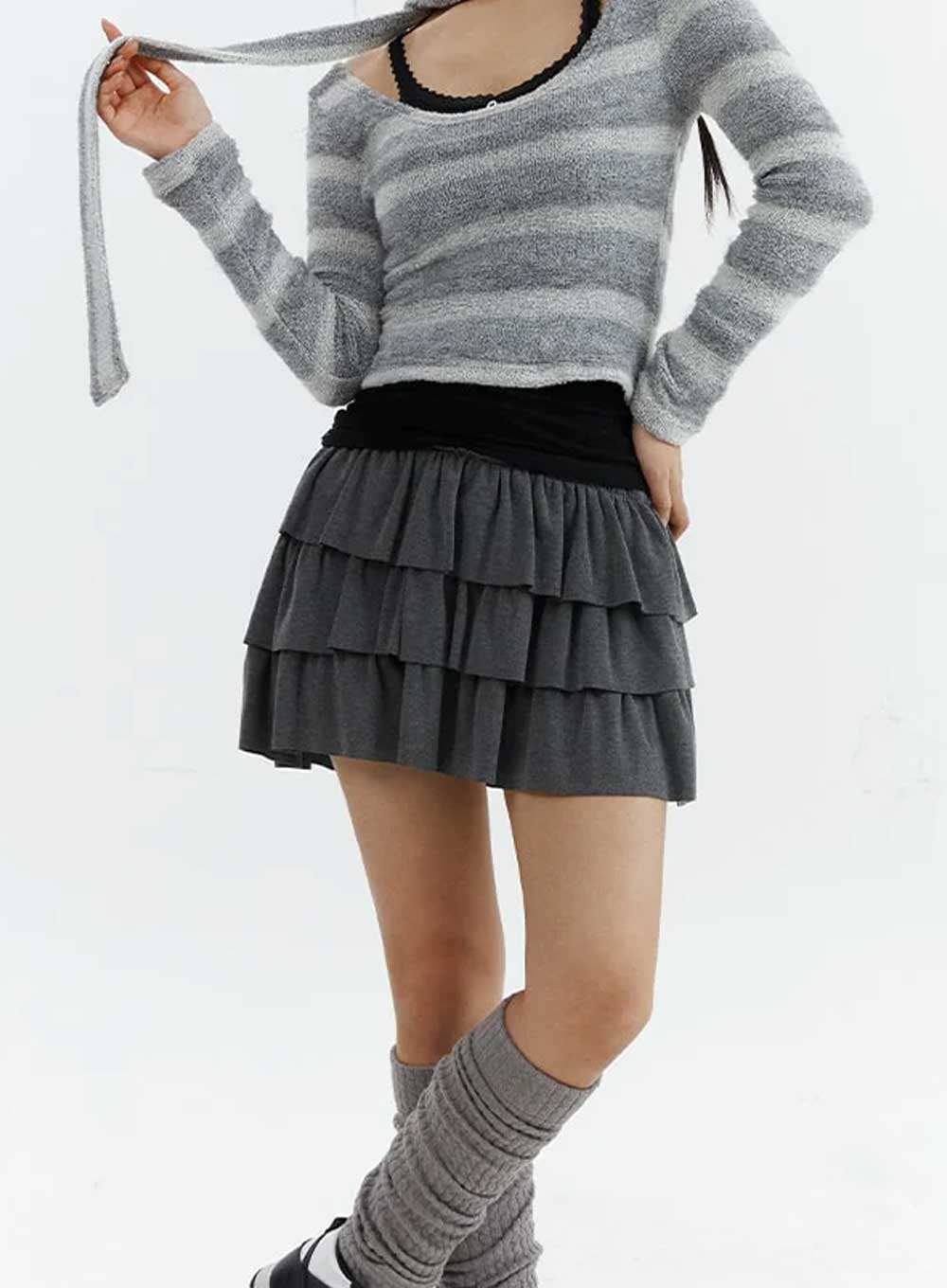 Oalka Women’s Size Med Grey Tennis Sports Polyester Blend Skort Skirt