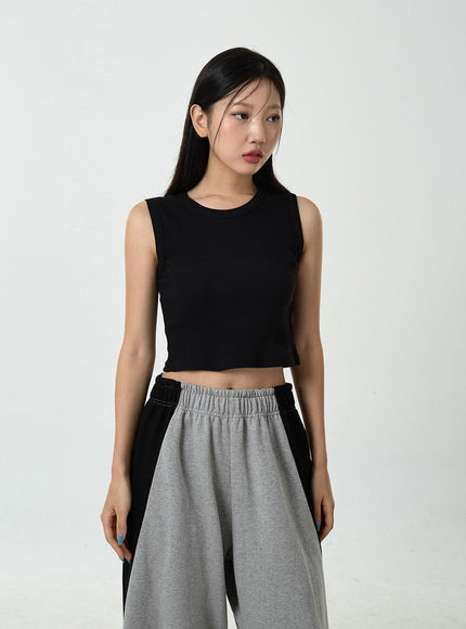 Basic Ribbed Cropped Tank Top CU13