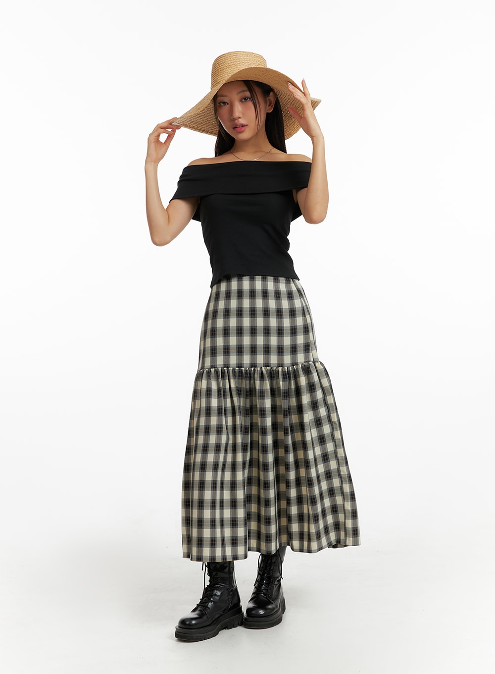 Black flared best sale maxi skirt