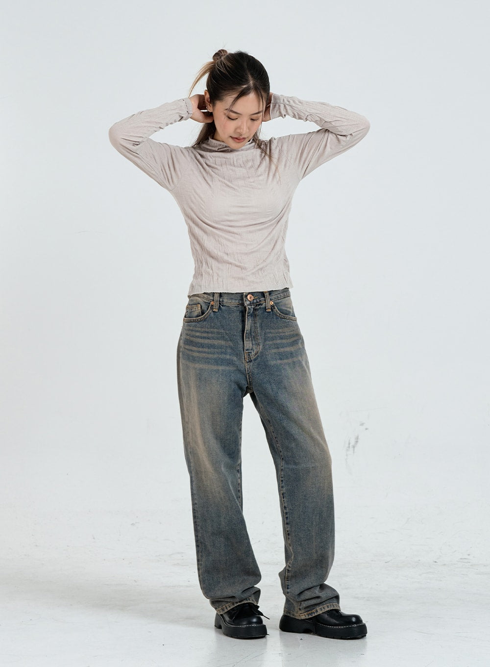 【BAON】Wonka Summer Wide Washing Pants Low Rise Washing Wide Jeans CS14 - Korean Women's Fashion