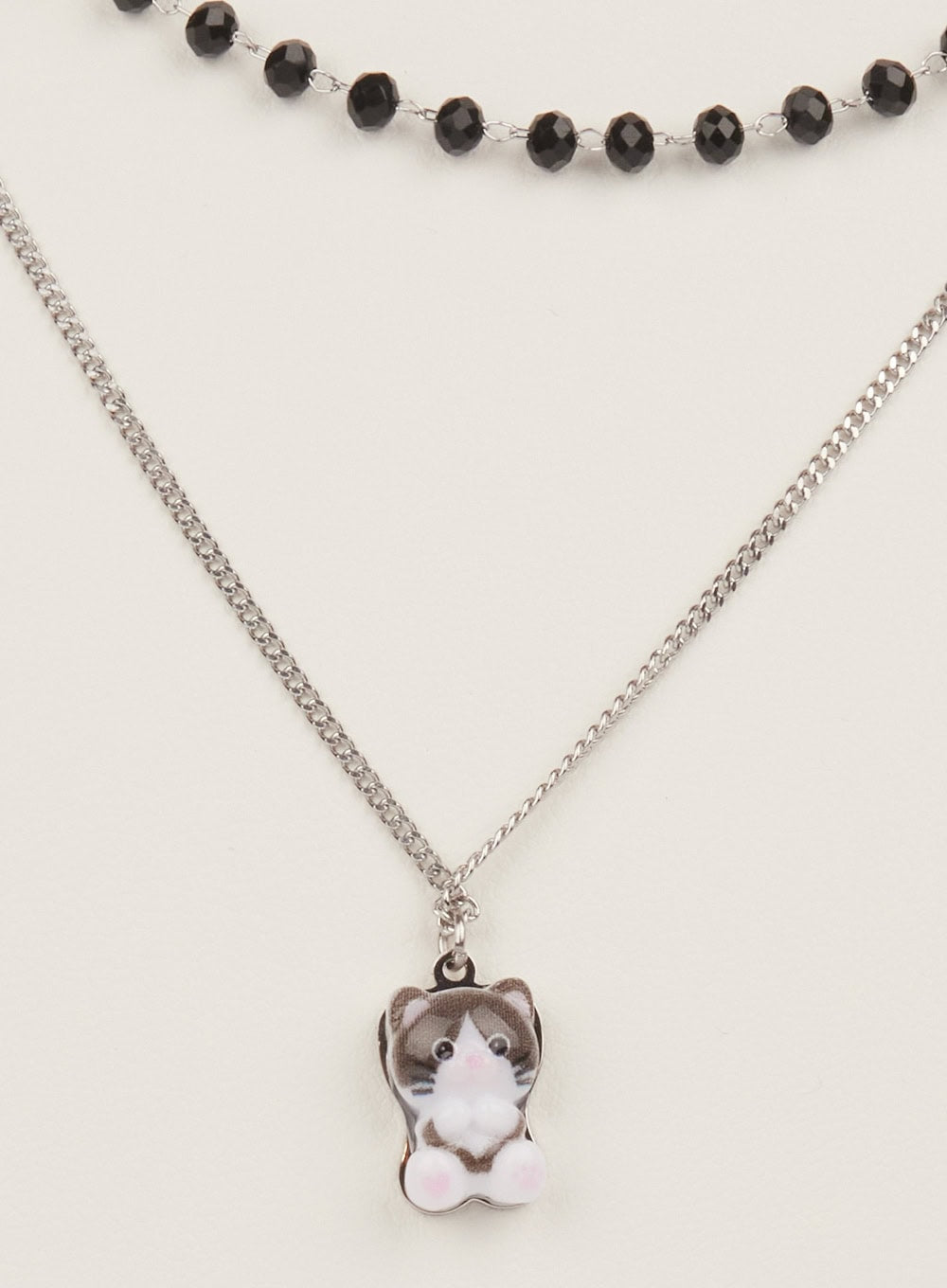 Midnight Blackcat Layer Necklace IM528 - Romantic style