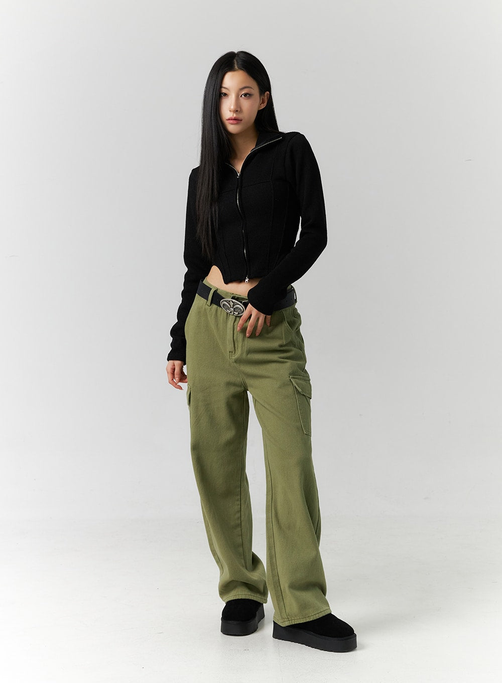 Liquid Metal straight-leg cargo trousers