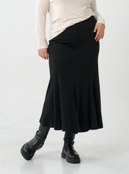 Plus Mermaid Line Long Bending Skirt IO06