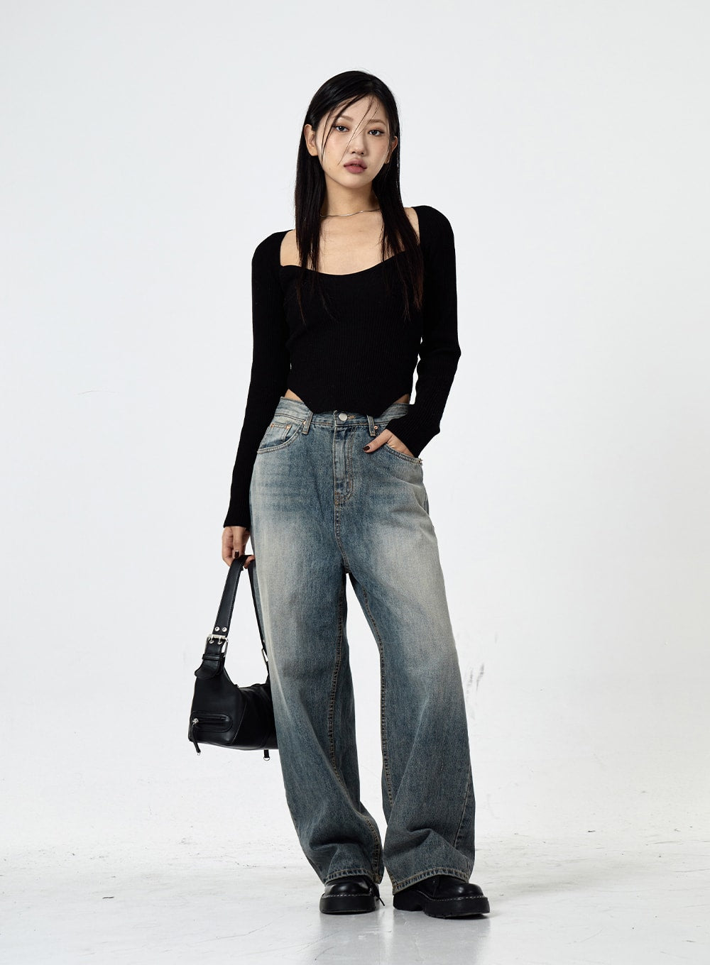 Wide Washed Jeans CS06 - Acubi style | LEWKIN – LEWKIN - CANADA