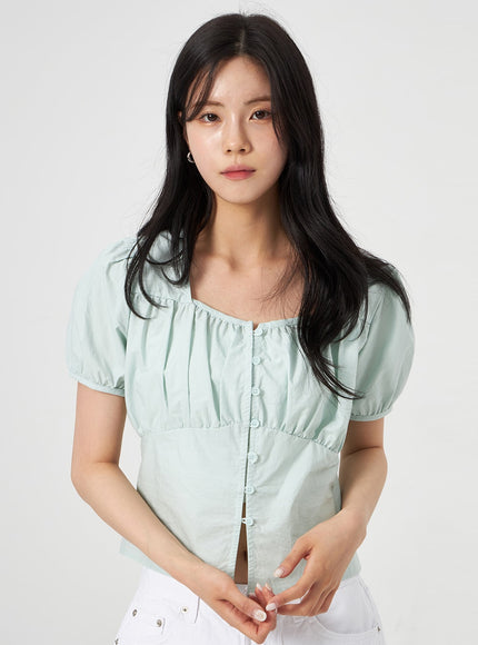 Puff Sleeve Button Blouse OA317