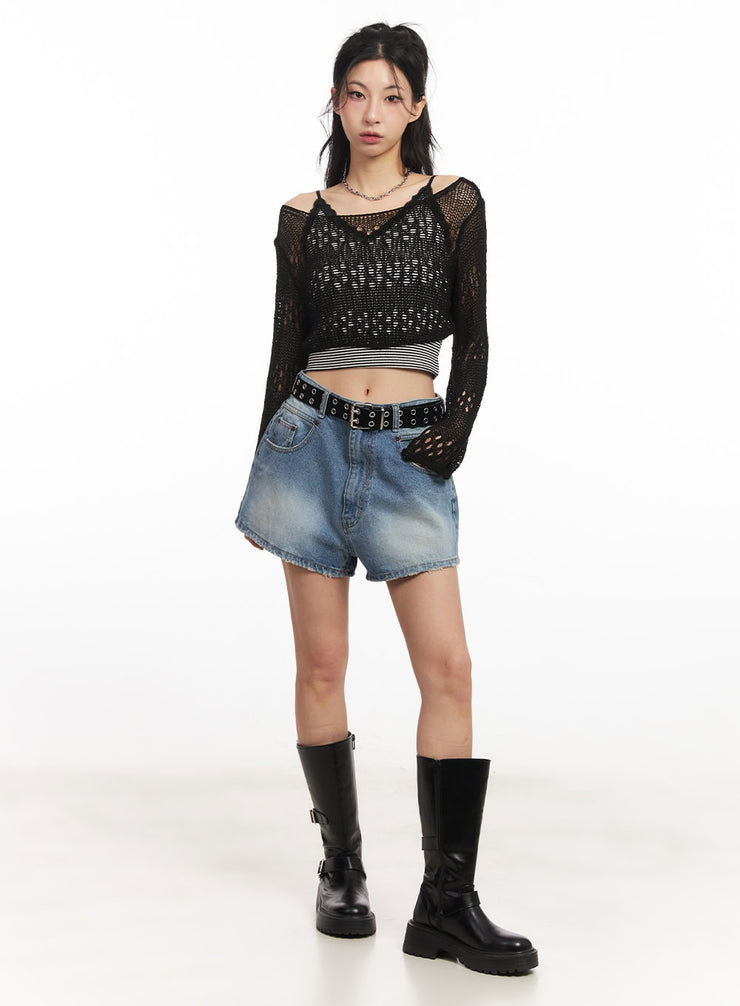 Slouchy-Fit Denim Shorts CA514