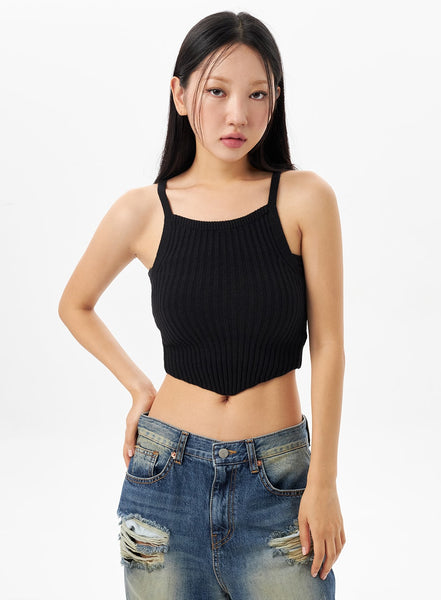 Ribbed Knit Cropped Top CU319