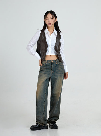 Vintage Washing Wide Denim Pants CO13