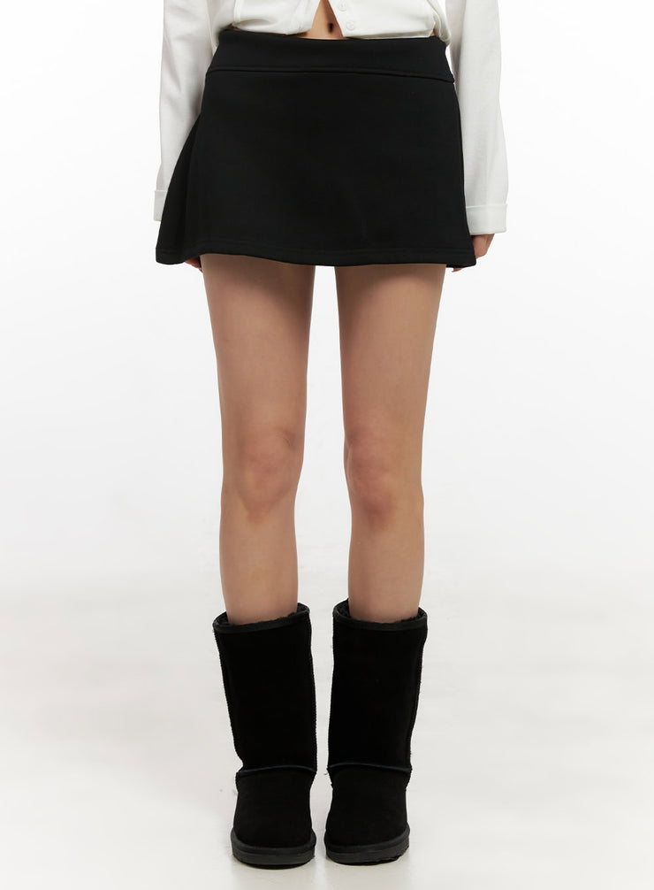 solid-warm-mini-skirt-cn416 / Black