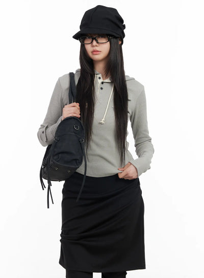 waffle-knit-cropped-hoodie-cm512 / Beige