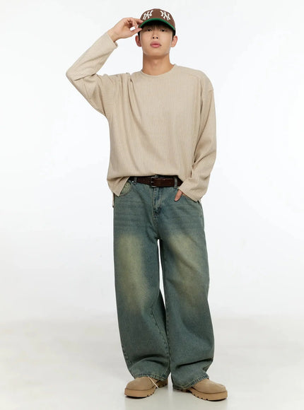 mens-basic-ribbed-knit-top-in525 / Beige