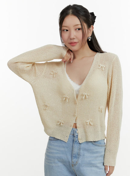 sheer-bowknot-cardigan-oy413 / Beige