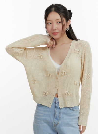 sheer-bowknot-cardigan-oy413 / Beige