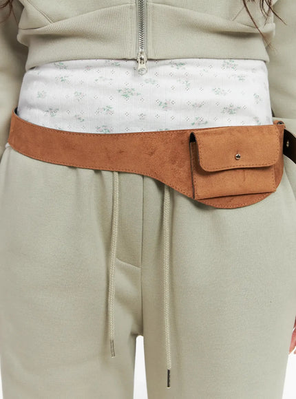 stylish-suede-waist-pocket-belt-in514 / Beige