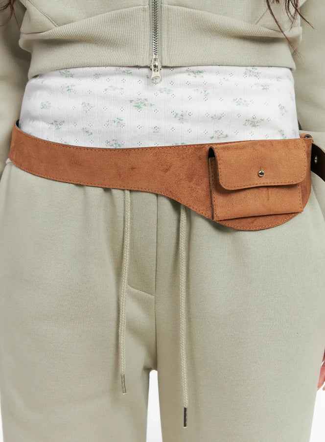 stylish-suede-waist-pocket-belt-in514 / Beige