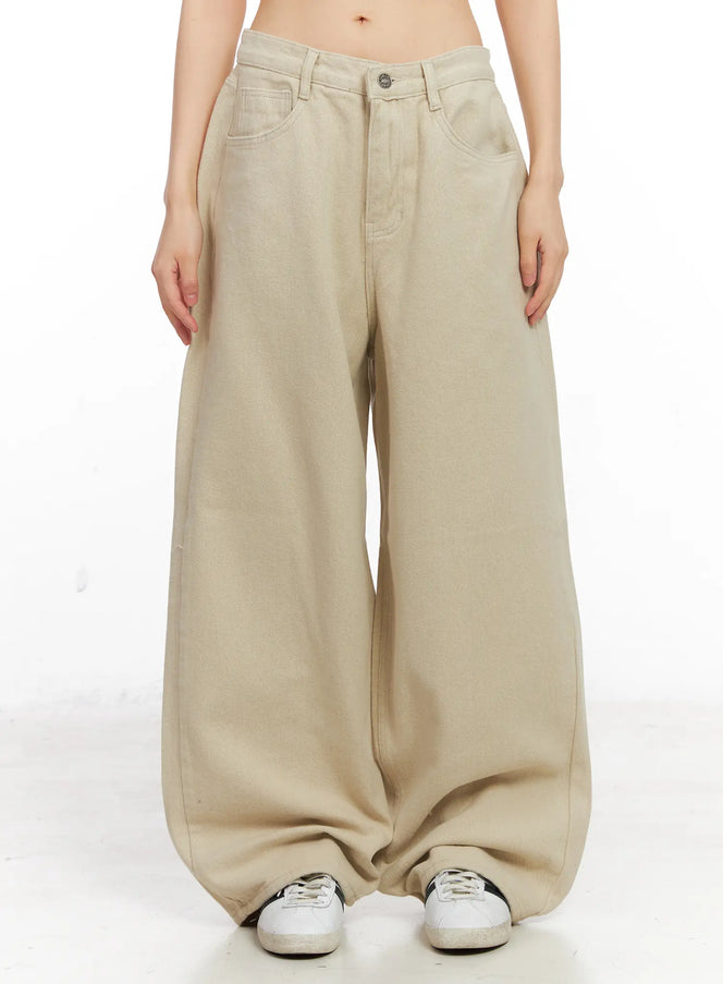 cozy-wide-leg-cotton-pants-cn520 / Beige