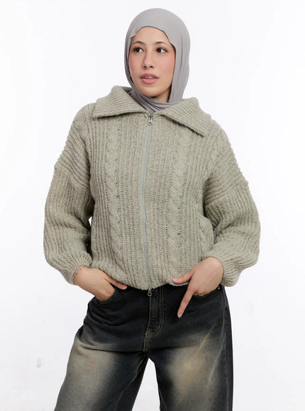 two-way-knit-zip-up-cs524 / Beige