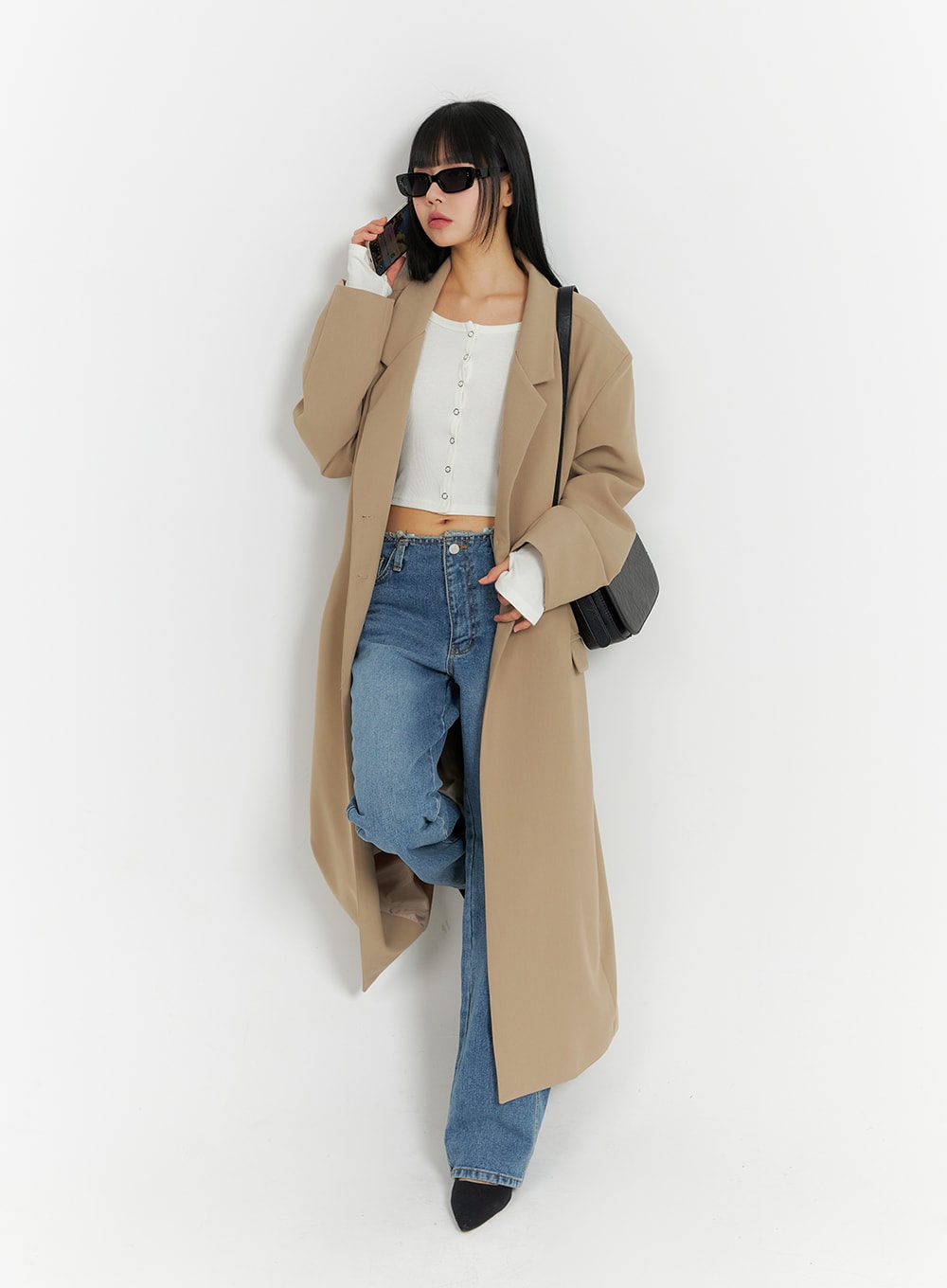 solid-oversized-collar-long-coat-im414 / Beige