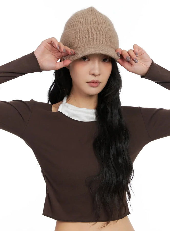 ribbed-knit-cap-in528 / Beige