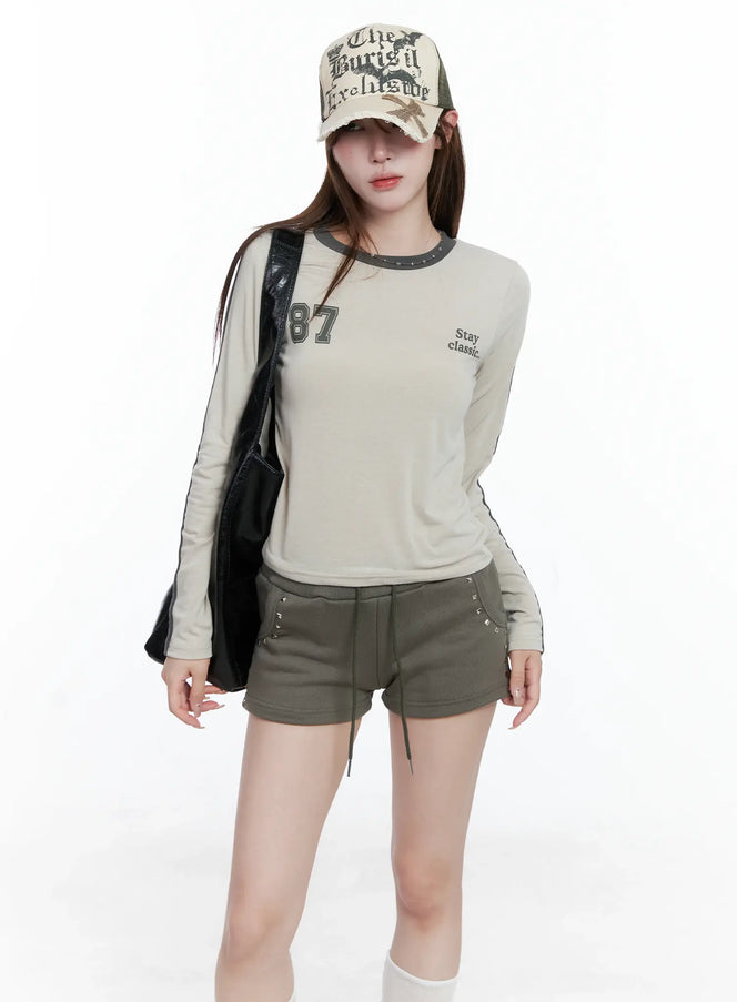 retro-style-long-sleeve-top-cs501 / Beige