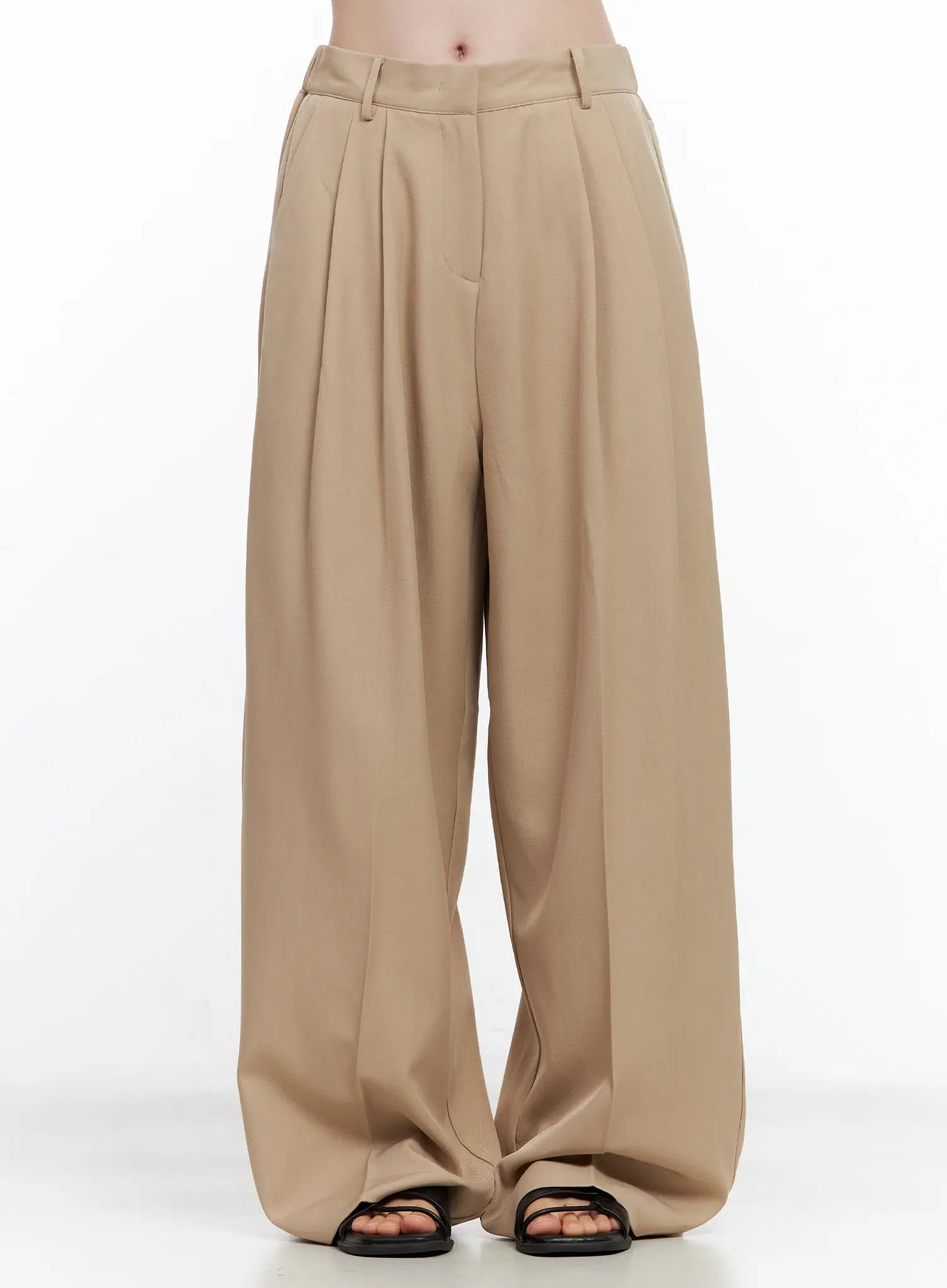 【2plan】Lloyd Pintuck Maxi Wide Belt Slacks 2PLAN