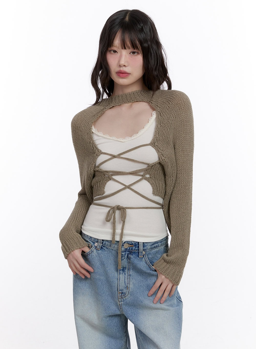 Criss-Cross Strappy Bolero Cardigan CF512