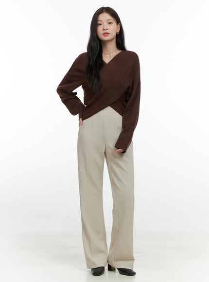 solid-straight-leg-trousers-os423 / Beige