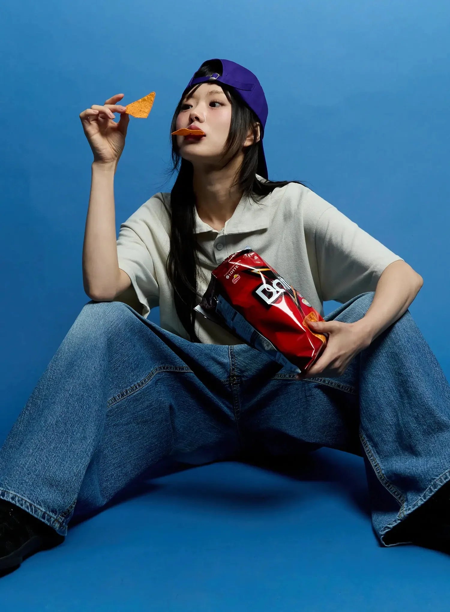 oversized-short-sleeve-polo-shirt-iu523 / Beige