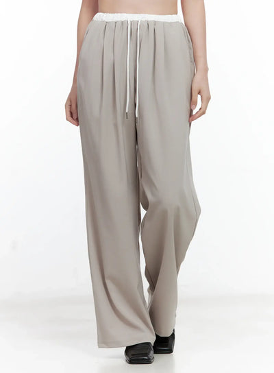 comfy-layered-drawstring-pants / Beige