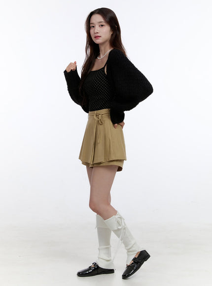 solid-wrap-skirt-oo407 / Beige