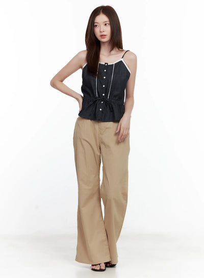 beige-loose-flared-pants / Beige