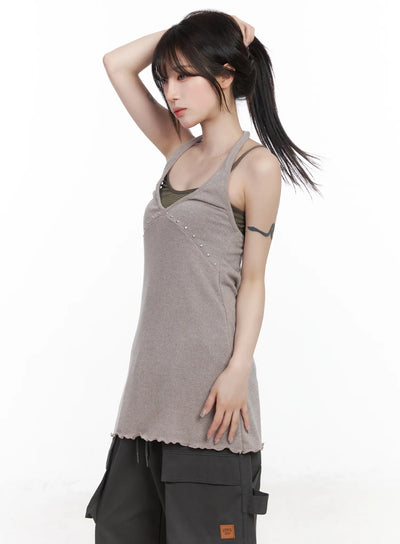 halter-neck-mini-dress-cf523 / Beige