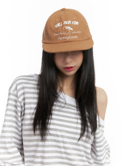 lettering-embroidered-hat-cn426 / Beige