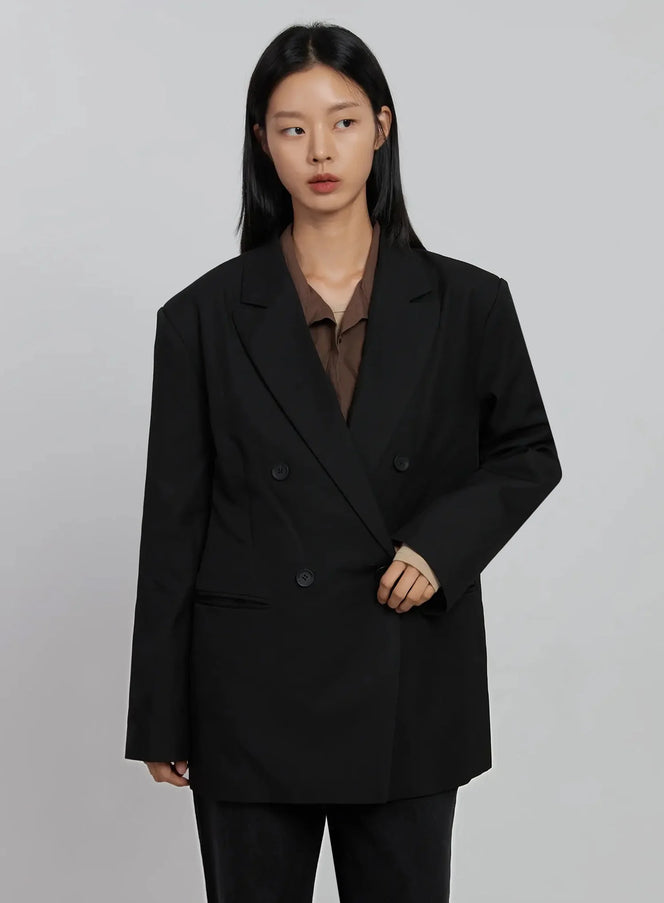 oversized-double-breasted-blazer-id516 / Black