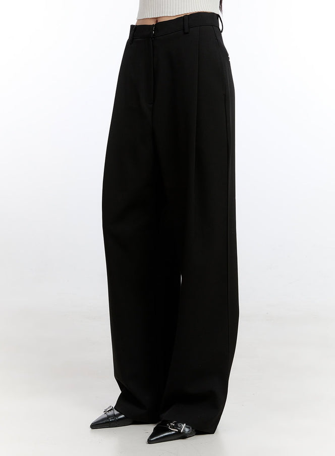 tailored-pintuck-trousers-cn401 / Black