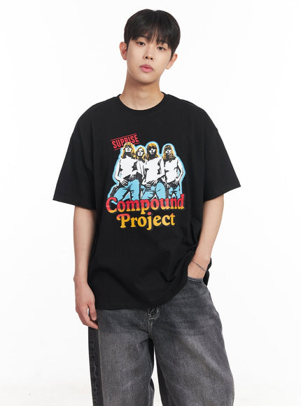 mens-compound-graphic-oversize-t-shirt-ia525 / Black