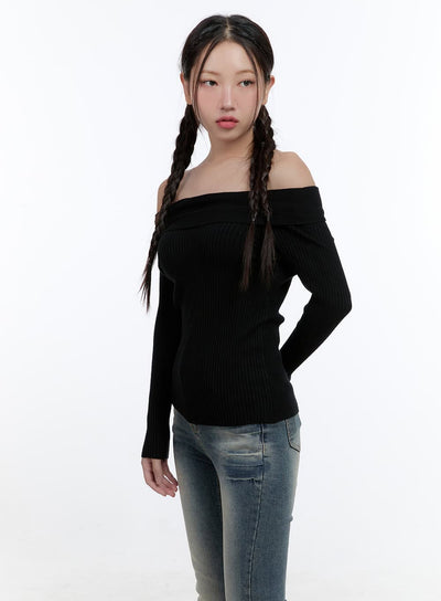 cotton-breeze-off-shoulder-tee-cs410 / Black