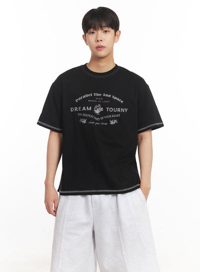 mens-graphic-stitched-t-shirt-im528 / Black