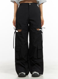 cargo-cutout-string-pants-cy423 / Black