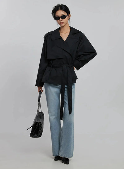 belted-half-trench-coat-id516 / Black