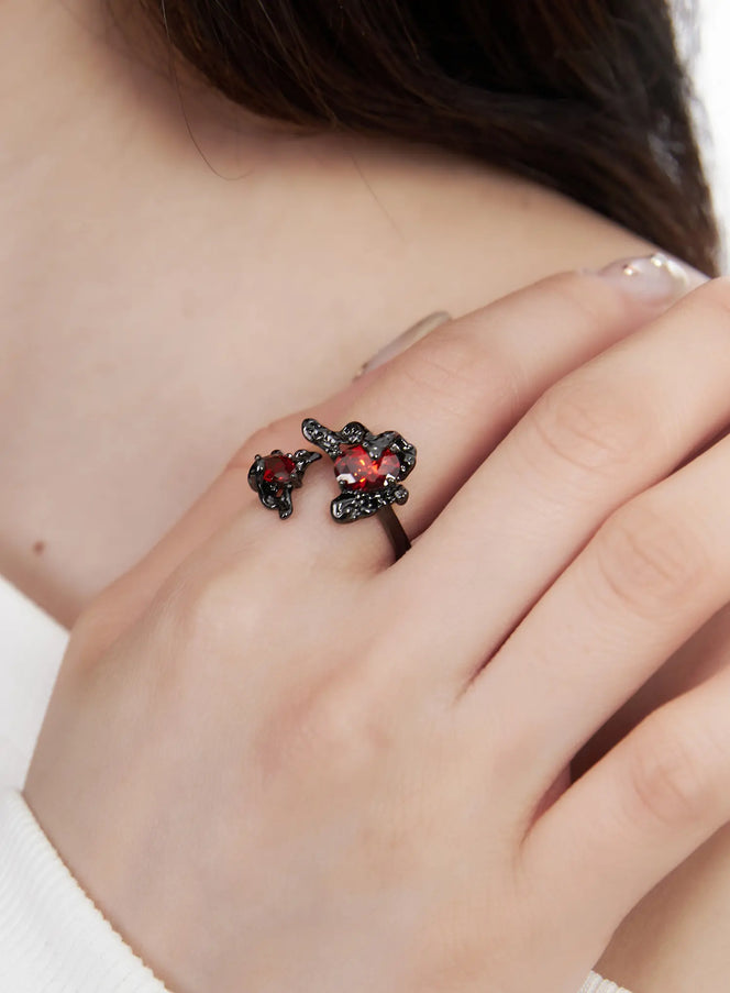 Gothic Red Cubic Ring CF525