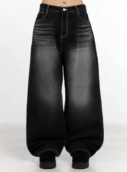 kaiya-dark-wash-baggy-jeans-in528 / Black
