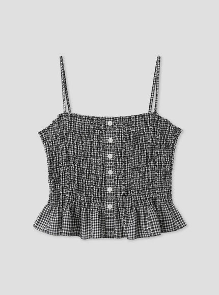 gingham-frill-cami-top-iu526 / Black