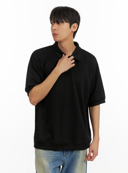mens-cotton-polo-top-black-iu419 / Black