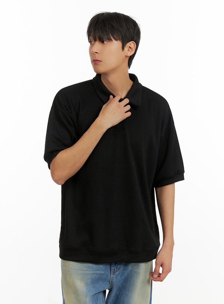 mens-cotton-polo-top-black-iu419 / Black