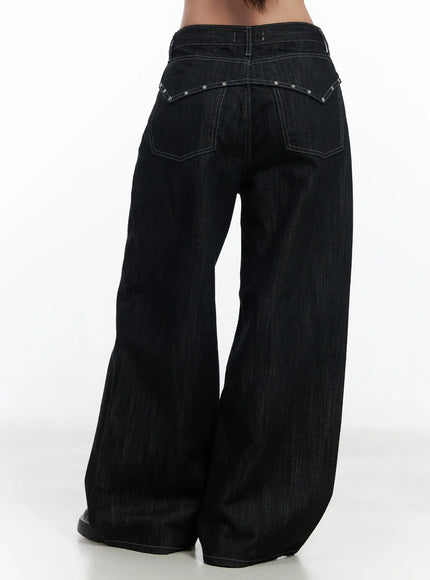 violet-studded-baggy-jeans-cj530 / Black