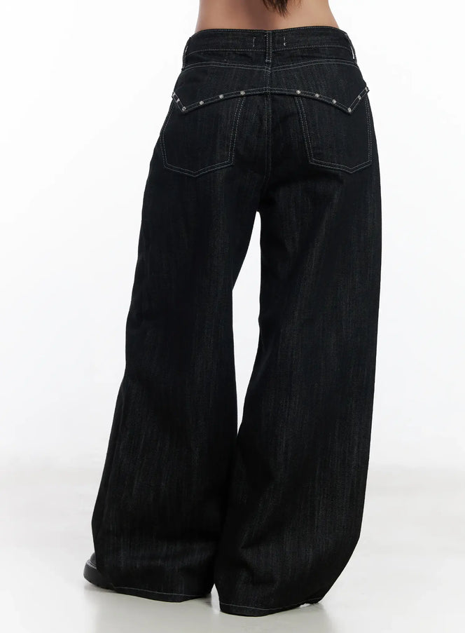 violet-studded-baggy-jeans-cj530 / Black